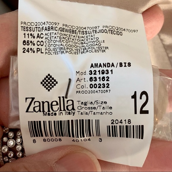 New ZANELLA Amanda Cotton Blend Woven Tan Blazer Made in Italy Career Tailored - Picture 6 of 16